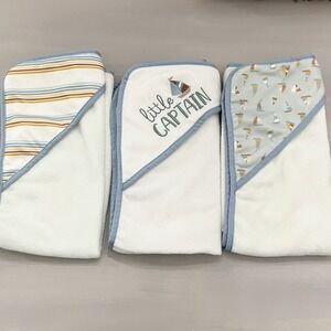 Kyle And Deena Hooded Little Captain Boy Baby Bath Towels Preowned 3 Pc Set